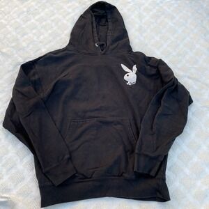 Fashion Victim Playboy Bunny Black Sweater Hoodie Sweatshirt Large